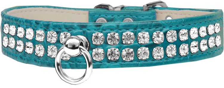 Style #72 Rhinestone Designer Croc Dog Collar Turquoise Size 10